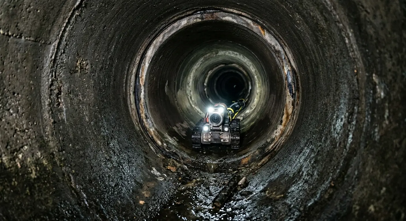Robotic sewer camera inspecting pipe interior for Sewer Line Repair in Riverside